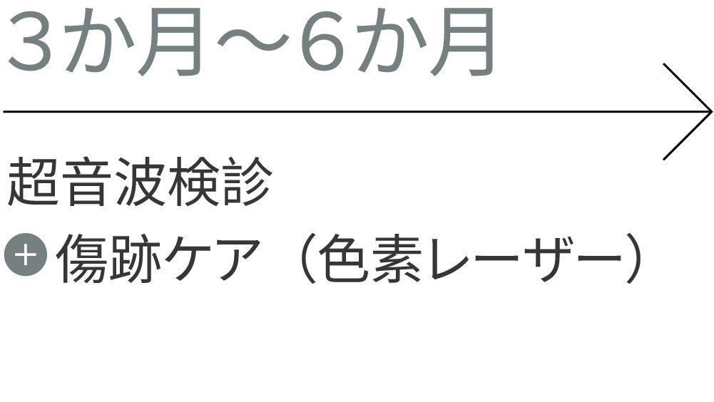 3か月〜6か月：超音波検診、傷跡ケア（色素レーザー）